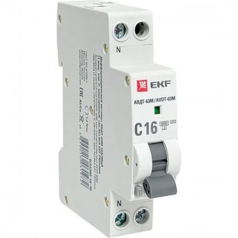 Автомат дифференциальный EKF PROXIMA АВДТ-63М 16А/ 30мА (1мод., хар.C, электронный тип AС) 6кА Автомат дифференциальный EKF PROXIMA АВДТ-63М 16А/ 30мА (1мод., хар.C, электронный тип AС) 6кА
