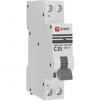 Автомат дифференциальный EKF PROXIMA АВДТ-63М 25А/ 30мА (1мод., хар.C, электронный тип AС) 6кА