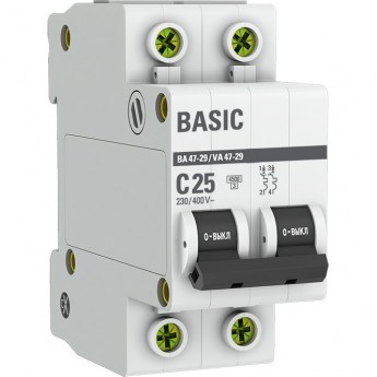 Автоматический выключатель EKF BASIC 2P 25А (C) 4,5кА ВА 47-29
