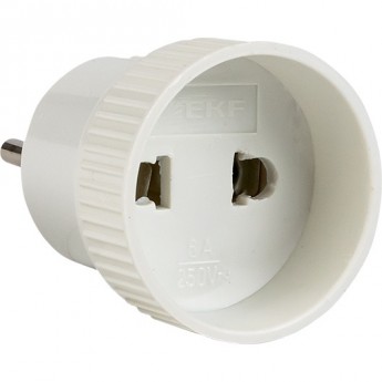 Европереходник EKF без заземления 6А белый Европереходник EKF без заземления 6А белый