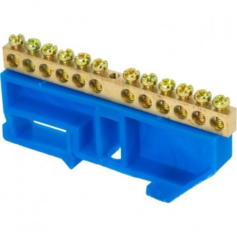 Шина EKF PROXIMA "0" N 6х9мм 12 отверстий латунь синий изолятор на DIN-рейку