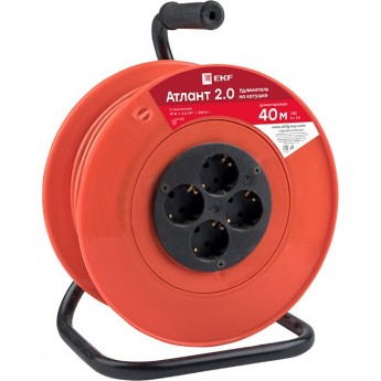 Удлинитель на катушке EKF PROXIMA "АТЛАНТ 2.0" 4 гнезда 40м с заземлением ПВС 3*1,0 10А/2,2кВт Удлинитель на катушке EKF PROXIMA "АТЛАНТ 2.0" 4 гнезда 40м с заземлением ПВС 3*1,0 10А/2,2кВт